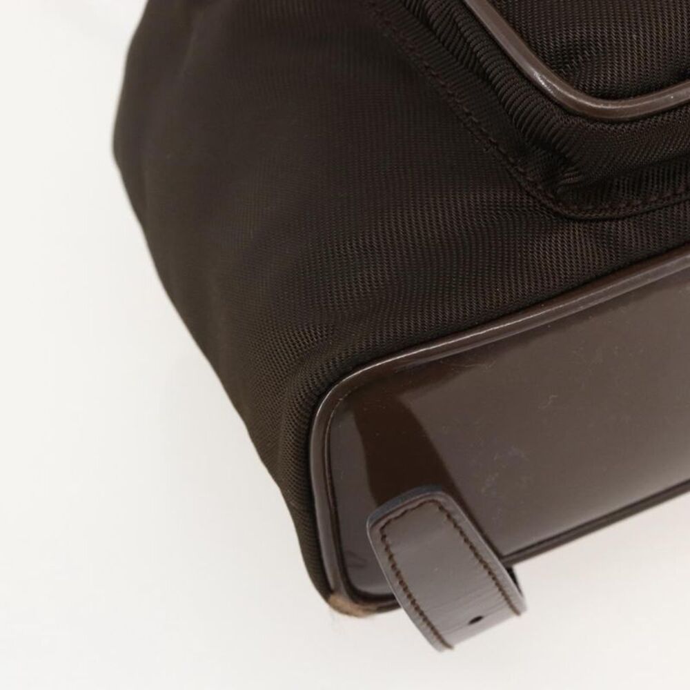 Gucci Vintage Bamboo Backpack Nylon And Patent Leather Brown Nylon Backpack Bag - Picture 10 of 16